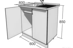 Шкаф под мивката за кухнята с ръцете си с размерите на схемата (снимки и видео)