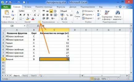 Sortarea și filtrarea datelor în culoare în Excel 2010