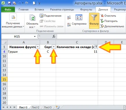 Rendezési és szűrési adatok színű Excel 2010