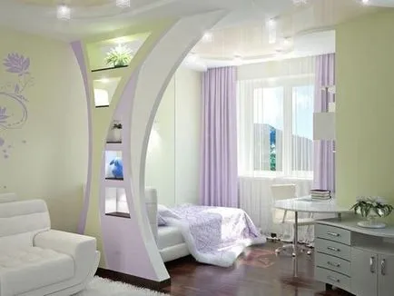 O cameră dormitor-living într-o singură cameră de design interior fotografie