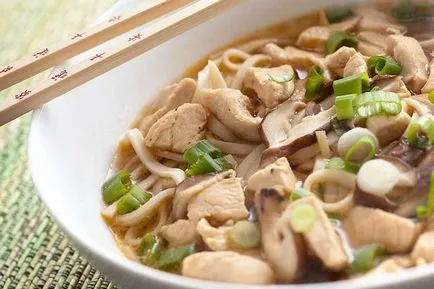 Udon tészta leves csirkével és zöldhagymát (Tory Nanba udon) recept fotó, grand chef