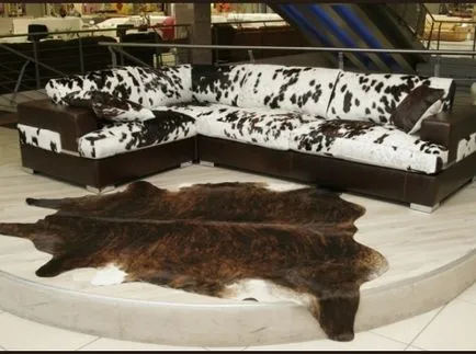 Sarok kanapé bőr és irha tehén