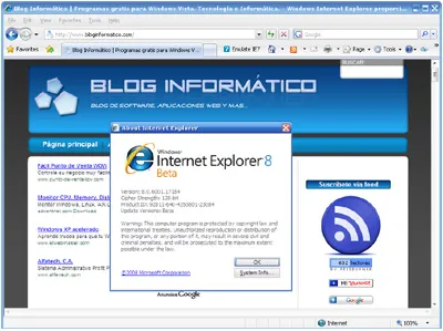 Instalarea Internet Explorer 8 (Rus) pe Windows XP