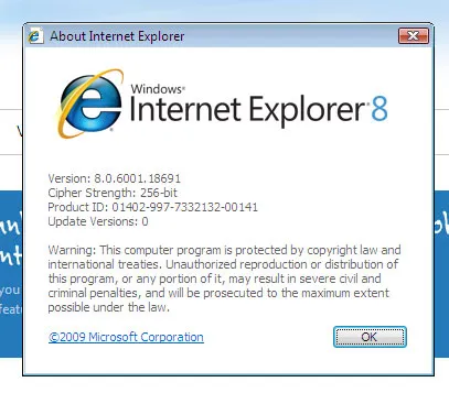 Instalarea Internet Explorer 8 (Rus) pe Windows XP