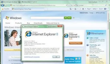 Instalarea Internet Explorer 8 (Rus) pe Windows XP