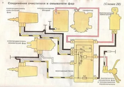 Инсталиране на система за почистване на фаровете (фаровете чистачки) на ВАЗ-2107, 2105 и 2104, любители клуб класика