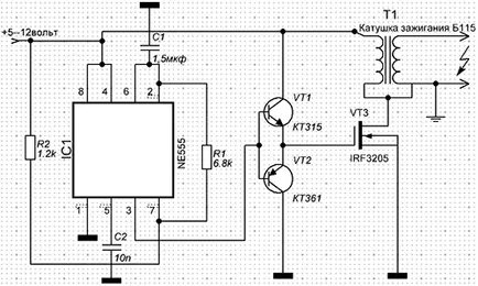 A nagyfeszültségű inverter feszültség a gyújtótekercs