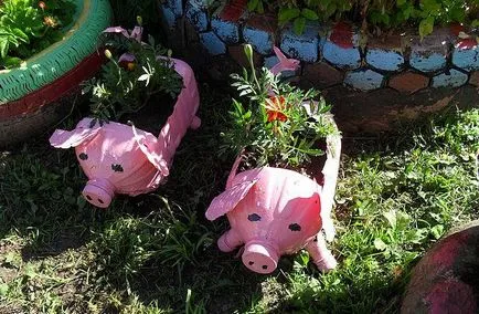 Piggy - саксия за градината сайт със собствените си ръце, майка ми в престилка