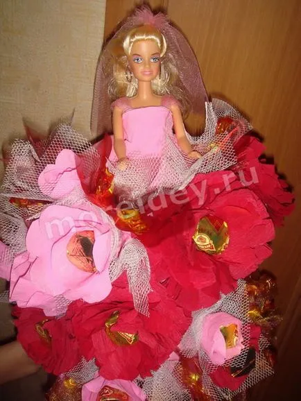 Букети от бонбони кукла в рокля от бонбони, майсторски клас, все повече творчески идеи за деца