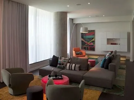 O cameră lungă, îngustă în fotografii apartament de design interior