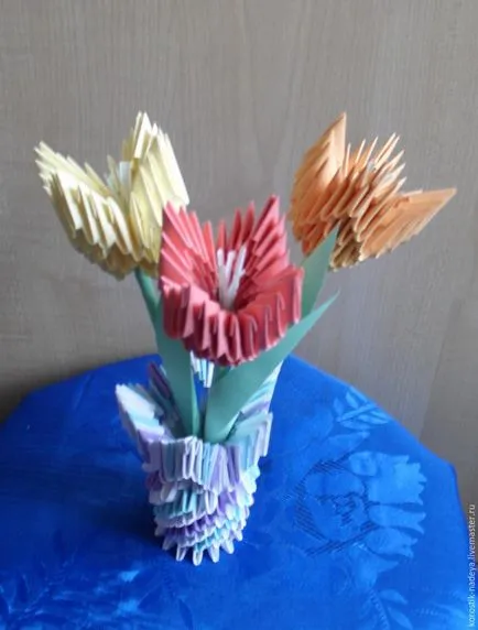 Hogyan készítsünk egy váza tulipán a szakterületen moduláris origami - Fair Masters - kézzel készített,