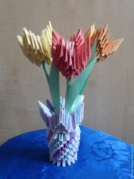 Hogyan készítsünk egy váza tulipán a szakterületen moduláris origami - Fair Masters - kézzel készített,