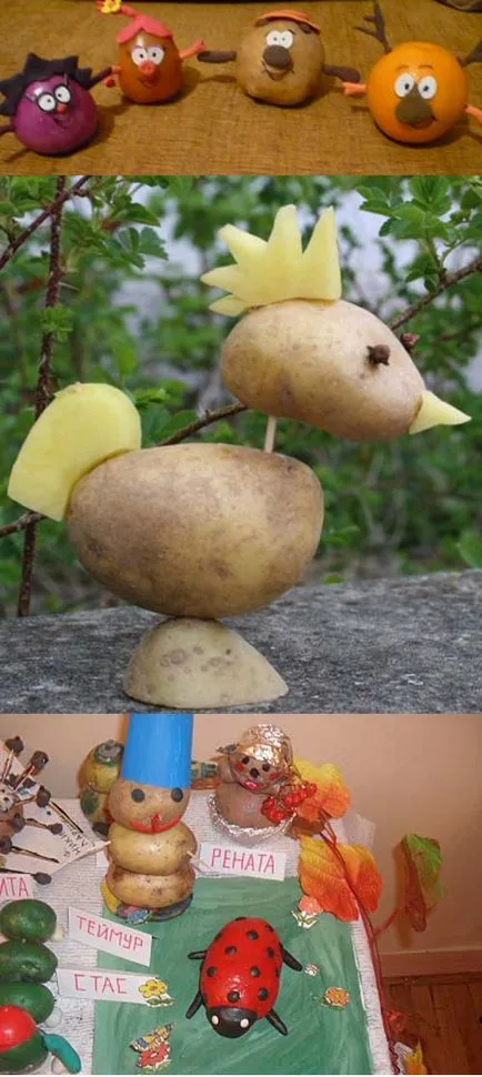 Занаяти от картофи Smeshariki, печати от картофи, фигури от картофи