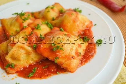 Töltött ravioli csirke paradicsomos mártással - recept fotókkal