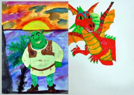 Desenul ilustrare a desene animate Shrek pentru elevii mai mici