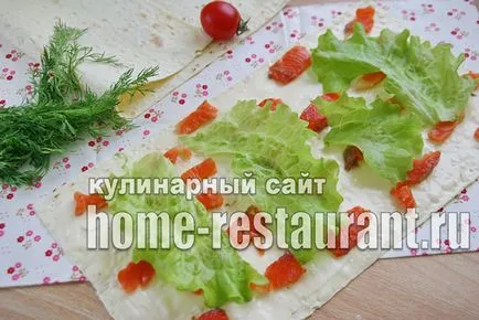 Tekercs lavash piros hal egy lépésről lépésre recept fotók