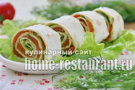 Tekercs lavash piros hal egy lépésről lépésre recept fotók