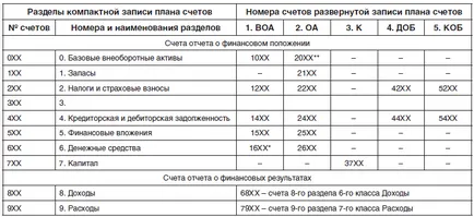 O diagramă tipică a conturilor contabile în conformitate cu IFRS și RAS