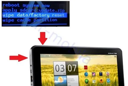 Acer Iconia Tab A200 hard reset, reset