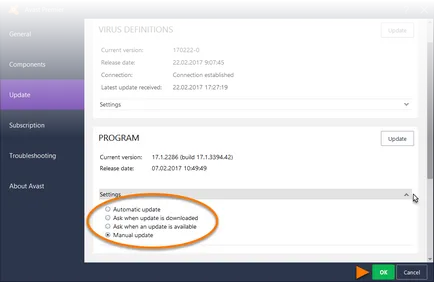 Avast faq, Tuning si suport tehnic, Avast antivirus actualizarea definițiilor de viruși și