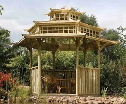 Gazebo în caracteristicile de design stil japonez și instalarea