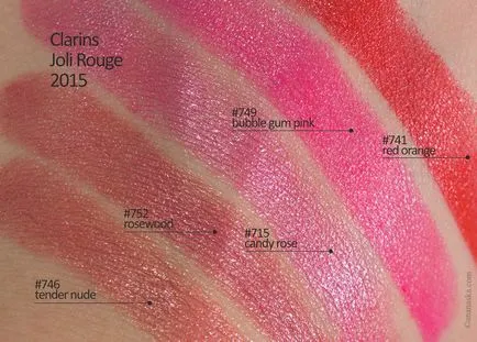 Clarins Joli Rouge 2015-ig felülvizsgálja, Swatch, smink