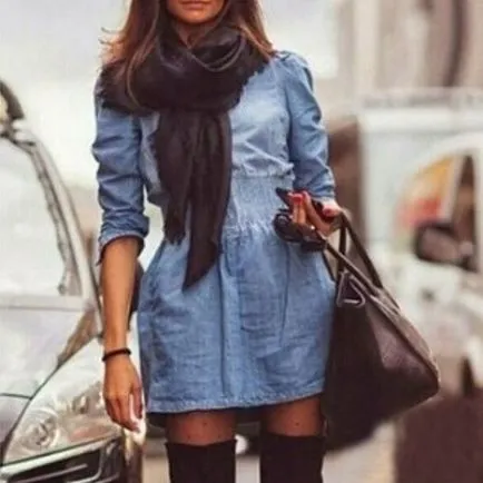 denim Rochie denim ceea ce sa poarte, alegerea de stil cu fotografii