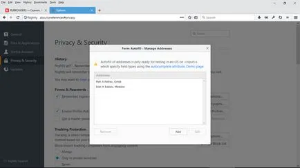 Firefox de noapte 55 forme noi pentru completarea automată