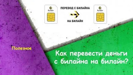 Hogyan át pénzt Beeline Beeline az átutalás Beeline Beeline az interneten keresztül, SMS és