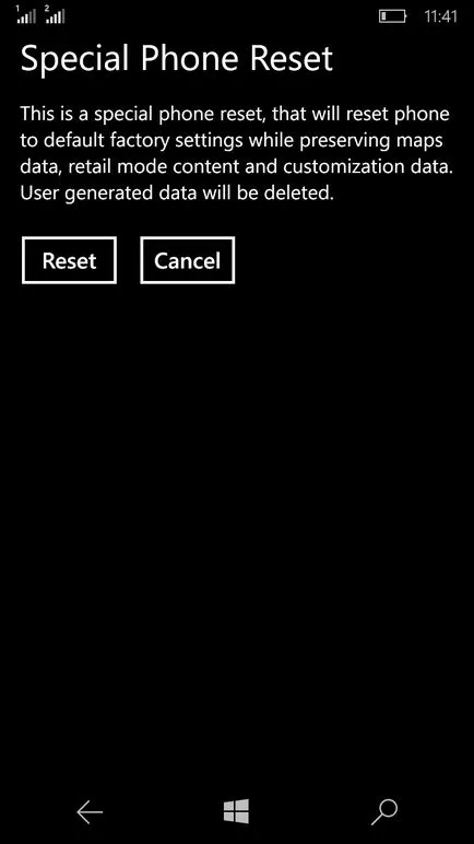 Cum să resetați telefonul Windows resetează setările la zavoskih