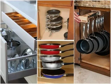 Hogyan kényelmesen tárolható az edényt egy kis konyha