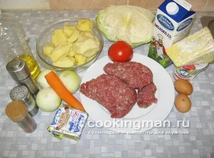 Csőben sült burgonya hússal és káposztával - főzés férfiak