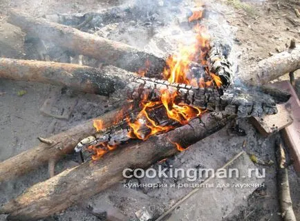 Sült burgonyával hamu - főzés a férfiak