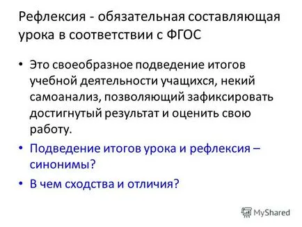 Представяне на размисъл, че такова отражение на това, което е необходимо да се обмислят видове отражение като