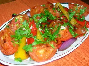 Salata de ardei copti cu reteta de tomate cu fotografii