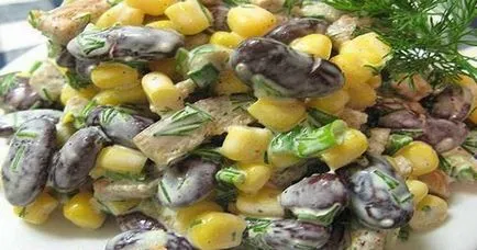 Kirieshki saláta kukorica és kolbász - ünnep receptek 2017
