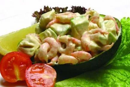 Saláta garnélarák és tintahal ízletes receptek fotókkal