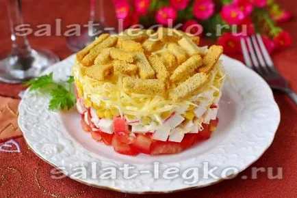 Saláta Tarisznyarák, paradicsom és a sajt