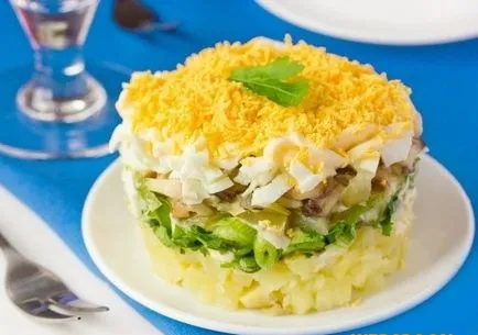 Salata Layered cu ciuperci - o selecție de culinară dovedit și noi