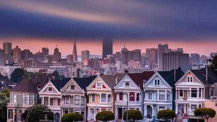 Steiner Street (Steiner) San Francisco, a viktoriánus házak festett hölgyek - turista