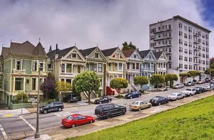 Steiner Street (Steiner) San Francisco, a viktoriánus házak festett hölgyek - turista