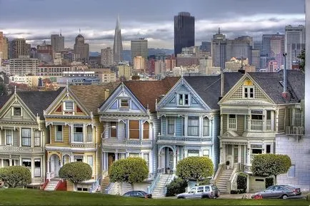 Steiner Street (Steiner) San Francisco, a viktoriánus házak festett hölgyek - turista