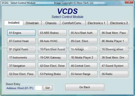 Vag-com adaptor de diagnosticare