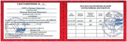 Сертифициране на електрически - в Rostehnadzor група 5, 4, 3, тестване лаборатория