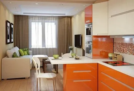 A design a konyha-nappali 16 négyzetméteres