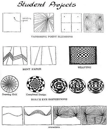 Hogyan hozzunk létre egy lépésről lépésre egyszerű vonalak, elemei illúzió op art