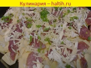 Картофи със свинско месо в рецептата фурна със снимка