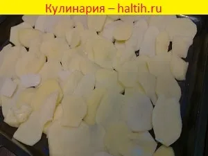 Картофи със свинско месо в рецептата фурна със снимка