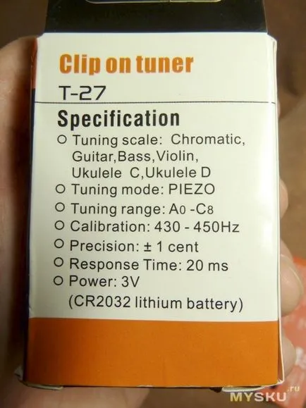 Musedo T-27 kromatikus hangoló-pin gitár, viola, hegedű