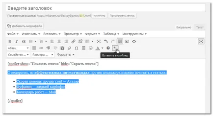 Plugin - spoiler avansat - text în Windows konteynereprogrammy - WordPress